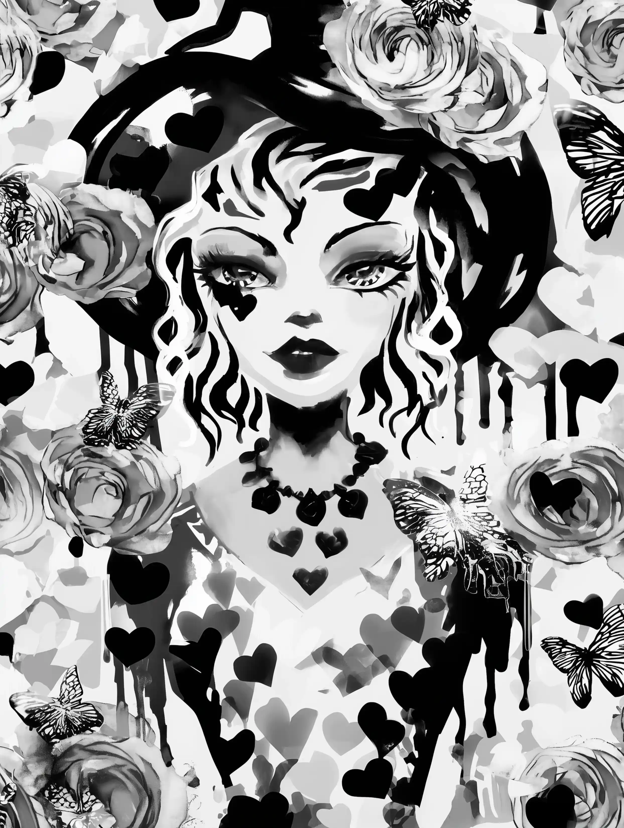 Free printable witch coloring page for adults featuring a witch with a heart on her cheek